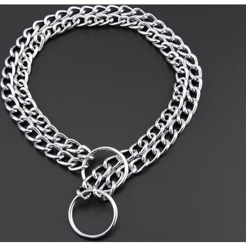 Pet Dog Training Collar Double Row Pinch Collar Adjustable Metal Pet Collar Quick Contraction To Train The Medium Large Dogs