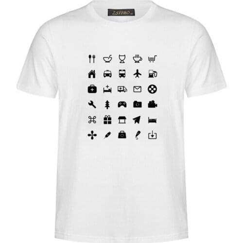 The Travel Icon Print T Shirt Men Useful Icon Food Clothing Shlter Expenditure Travel Tops Harajuku Icon Speak T-Shirts S5MC94