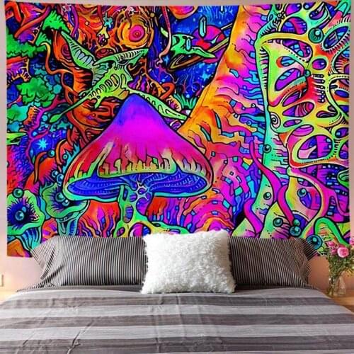 Hippie room decor tapestry psychedelic mushroom wall hanging carpet bedroom livingroom backdrop