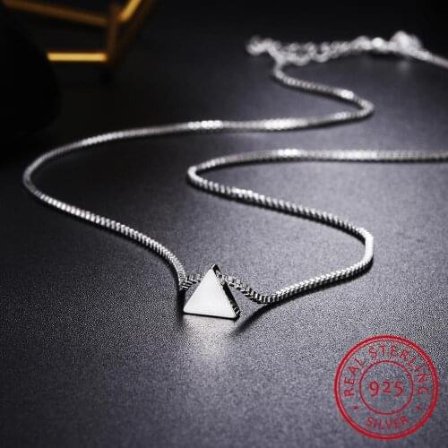 Hot new 925 sterling silver triangle necklace female Korean small fresh geometric triangle pendant jewelry GN619