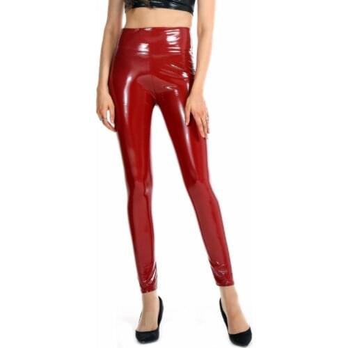 S-3XL Plus Size Women PVC Wetlook Push Up High Waist Leggings Shiny Fitness Legging Femme Trousers Streetwear Sexy Pencil Pants