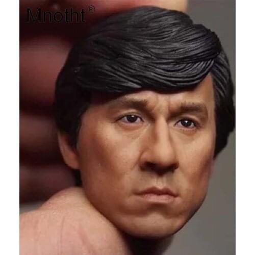 Mnotht Jackie Chan Head Carving Model Asian KungFu Super Star Male Soldier Head Sculpt Toys For 12in Action Figures m3