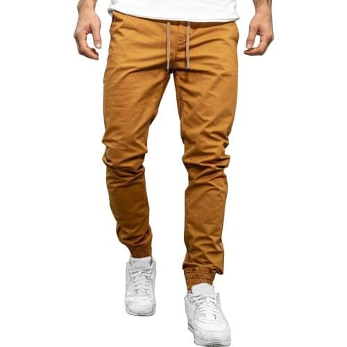 Fashion Mens Casual Fitness brown pants High Waist Bodybuilding Pocket Skin Full Length Sports Pants Trousers Sweatpants#G30