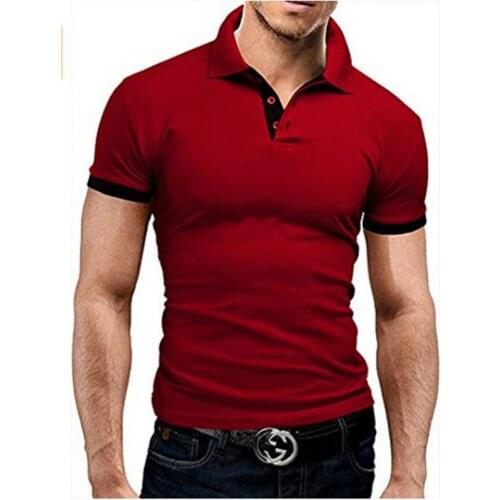 Mens Short Sleeve Solid Color Casual Fashion Stitching Polo Shirt