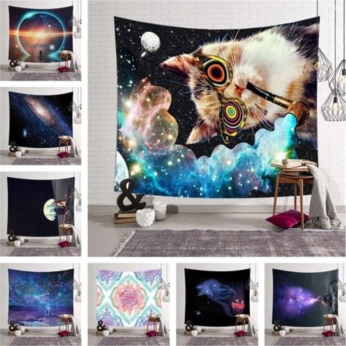 Mandala Forest Wall Hanging Polyester Tapestry Boho Macrame Starry sky aurora Wall Art Blanket Home Decor Bedroom Sheet Yoga Mat