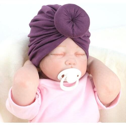 Nishine 10pcs/lot Newborn Knot Round Ball Soft Cotton Blend Hat Hair Accessories Kids Shower Turban Headwear Birthday Gift