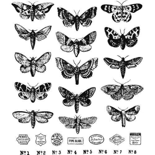 2021 New Retro Animals Insects Butterflies Pattern Clear Stamp For Making Paper Greeting Card Scrapbooking No Metal Cutting Dies