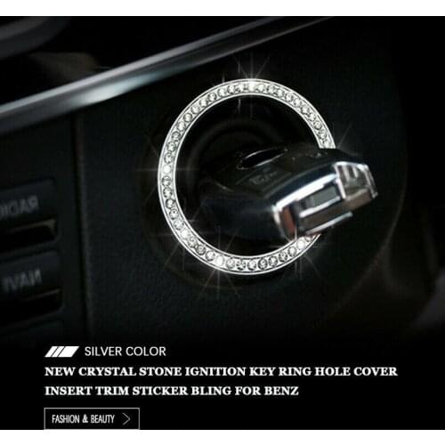 New Crystal Stone Ignition Key Hole Cover Insert Trim Sticker Bling For Benz