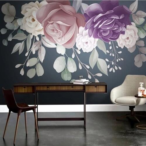 Custom Any Size Wall Cloth 3D Nordic Plant Flower Garden Murals Waterproof Wall Cloth Living Room Sofa Background Wall Paper