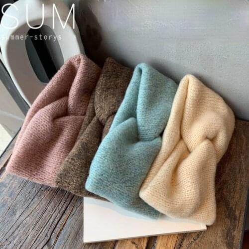 Fashion Accessories Woolen Headbands Winter Warm Soft Top Knot Headband Women Elastic Hair Head bands Turban Headwear bandeau