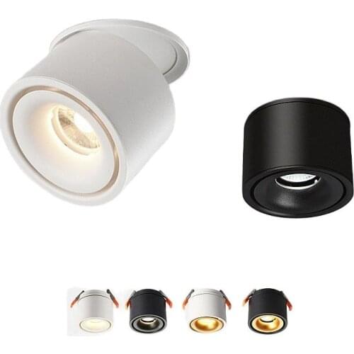 Foldable Dimmable LED COB Recessed Downlight Black/White Housing 7W 10W 15W 18W LED Ceiling Spot Light for Pictures Background