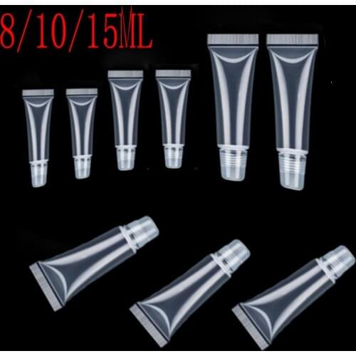 5pcs/bag 8/10/15ML Empty Lip Gloss Tubes Lipstick Tube Lip Balm Soft Tube Makeup Squeeze Clear Lipgloss Tube Container Bottle