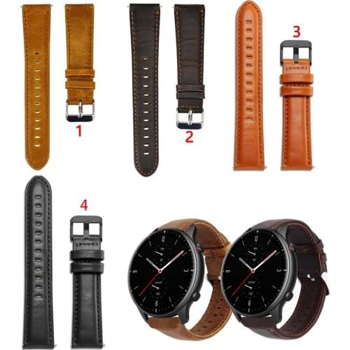 20mm 22mm Genuine Leather Watch Band Strap for Huami Amazfit GTR 42mm 47mm GTS 2 2E GTS2 mini Wrist band for GTR2 strap Correa