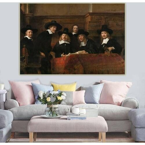 Citon Rembrandt《The Sampling Officials》Canvas Oil Painting Famous Artwork Poster Picture Wall Background Decor Home Decoration