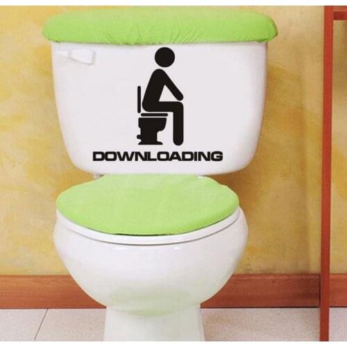 Funny Bathroom Toilet Seat Sticker Downloading WC Vinyl Wall Sticker Fridge Washing Machine Art Design Wall Decals Removable