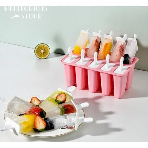 4 Cell Big Size Silicone Ice Cream Mold Popsicle Molds DIY Homemade Dessert Freezer Fruit Juice Ice Pop Maker Mould with Sticks