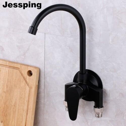 Black exposed holes hot and cold water mixer kitchen faucet no need drill holes
