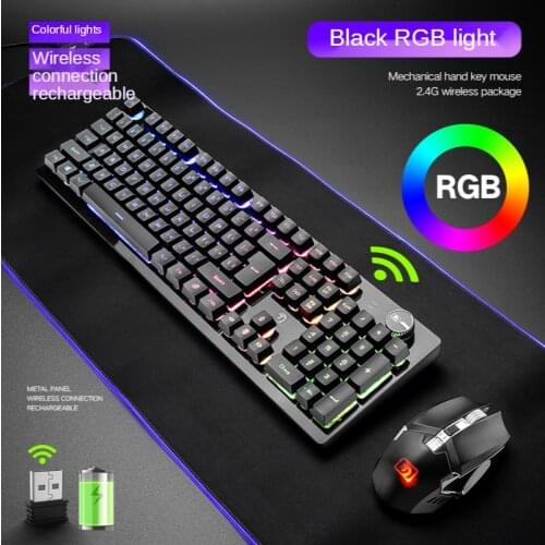 Brand New Gaming Keyboard and Mouse Set Rainbow Backlight Usb Mechanical Ergonomic Chargable Keyboard Mouse Kit for PC Laptop