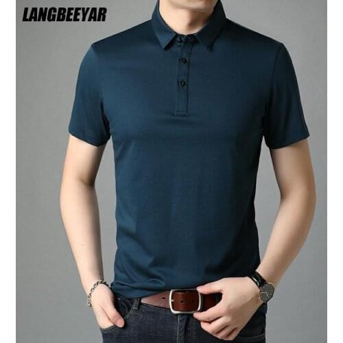 Top Grade Mulberry Silk New Summer Brand Men Polo Shirts Designer Short Sleeve Casual Tops Fashions Korean Fashion Clothing