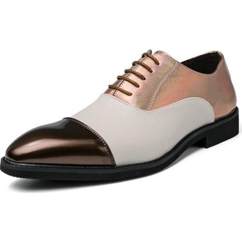 Fashion Contrast Luxury Dress Shoes for Men Cap Toe New Stylish Oxford Party Men PU Leather Loafers Oversize 46 47 48