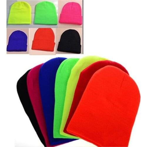 Unisex Women Men New Fashion Winter Solid Color Plain Beanie Knit Cap Skull Hat Warm Cuff Blank Beany Cai0032