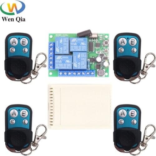 433Mhz Universal Wireless Remote Control Switch AC 85~220V 10A 4 Relay Receiver Module RF Transmitter Light Lamp HomeApplication