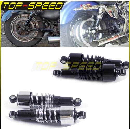 Black Chrome 1 Pair Fork Round Air Shock Absorber Rear Suspension Spring Rear Damper for Harley Touring Electra Glide CVO Tour
