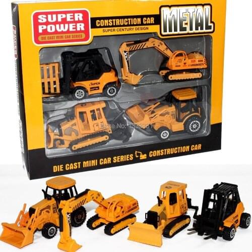 High quality diecast mini constructure car Engineering Vehicle model box 4pcs per set toy for child