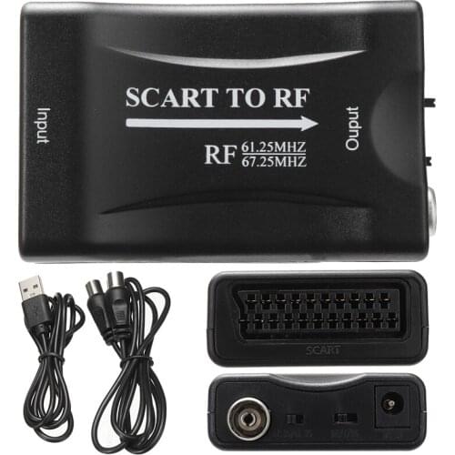 High Quality Scart to RF Video Audio Adapter 67.25Mhz/61.25Mhz Portable Lightweight Converter For HD TV DVD