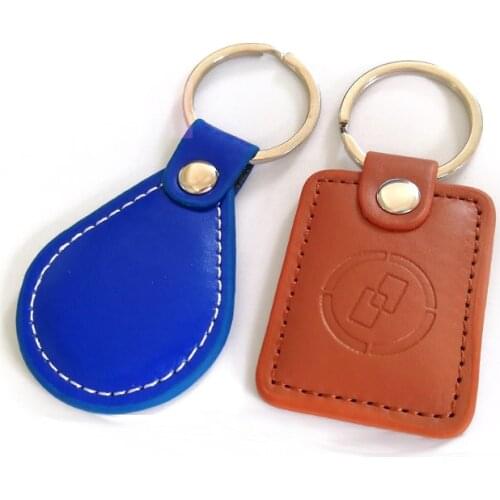 10pcs leather Hotel Keyfob EM4100 RFID 125 KHz/ID 13.56MHZ NFCToken leather ID/IC Card for Access Control ID smart car Keys