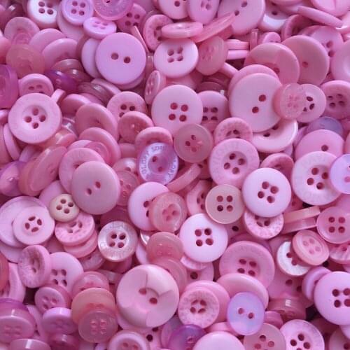 100g/pack Pink Mixed Assorted Resin Buttons Arts Crafts For Scrapbooking Sewing Embellishments 9-20mm