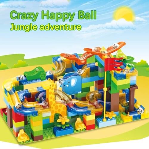 168PCS Blocks Marble Race Run Maze Ball Track Building Blocks Plastic Funnel Slide Assemble Bricks Compatible Legoed Duploe