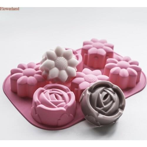 2 Shape 6 Holes 3d Flowers Soap Silicone Mold DIY Handmade Chocolate Mold Soap Making Supplies Cake Decor Fondant Cake Mold