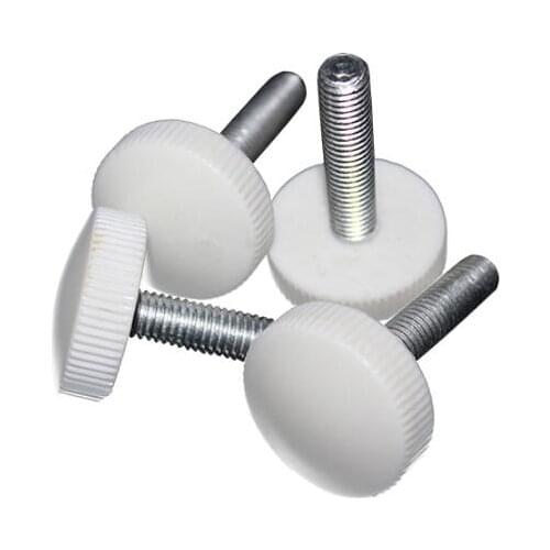 2pcs M6 white bakelite hand screw big head plastic handle screws knob bolt rotated bolts 8-40mm length handle diameter 17mm