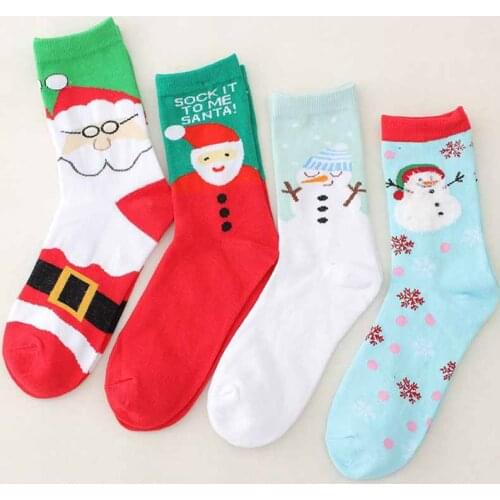 3 Pairs Autumn Winter New Year Santa Claus Christmas Socks Snow Elk Gift Socks Long Socks Cotton Socks Kids Men Women EUR 35-43