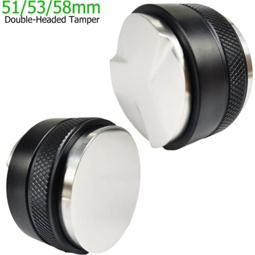 304 Stainless Steel 51/53/58mm Double Head 3 Angled Slopes and Flat Base Coffee Tamper Espresso Coffee Porfilter Filter