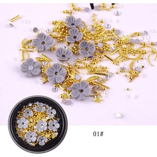 1 Box 3D Nail Decoration Seashell Natural Stone Mixed Size Nail Shell Pieces Nail Art Decorations