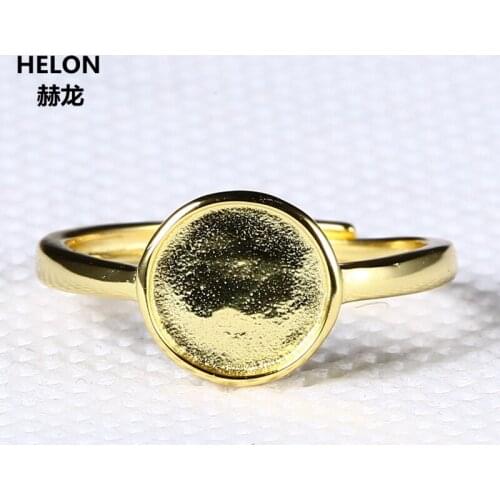 5pcs/lot 925 Sterling Silver Engagement Wedding Ring 8mm Round Cabochon Semi Mount Ring Setting for Gemstone Yellow Gold Color