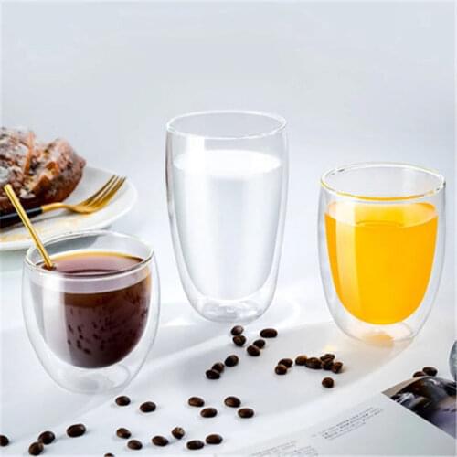 6Pcs Double Layers Wall Glass Insulated Coffee Milk Mug Cup Heat Resistant Healthy Drink Tea Mugs Transparent Drinkware