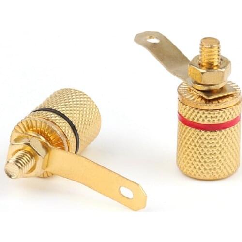 Areyourshop 100 Pcs Gold Plated Audio DIY Speaker Amplifier Terminal Binding Post Connector