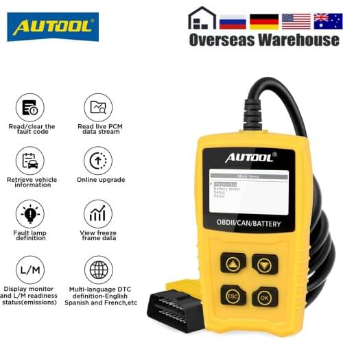 AUTOOL CS330 OBD Code Reader Scanner OBDII Diagnostic Tool 12V Battery Tester OBD2 Car Fault Scanner Automobiles Analyzer Meter