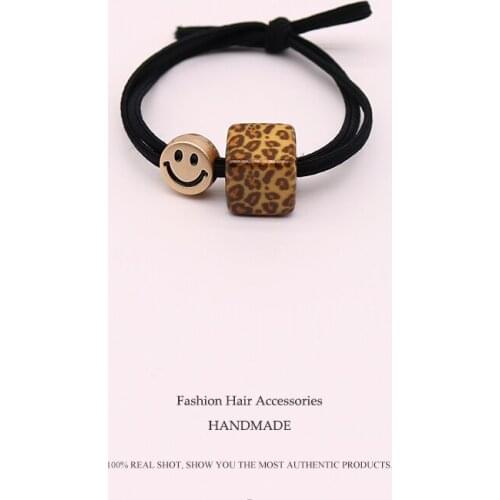 Euhra Adult Elastic Hair Brand For Womens and Girls Popular Leopard Love Square Baby Headwear Rubber Hair Bands Accessories