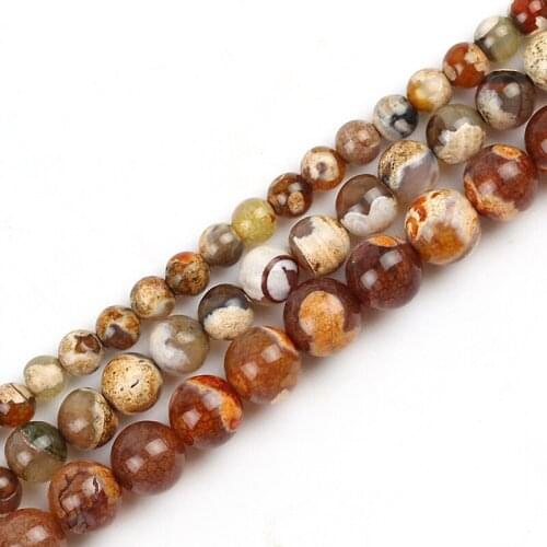 Brown Agates Natural Stone 6/8/10MM glass Spacer Loose beads for Jewelry making bracelets DIY 15