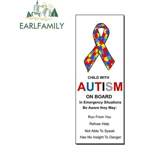 EARLFAMILY 13cm x 5.1cm For Autistic Child on Board Repair Car Sticker Vinyl Car Wrap Decal DIY Occlusion Scratch Decoration