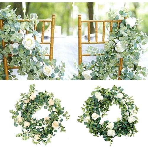 Artificial Eucalyptus Leaves Garland Wisteria Flowers Rattan Fake Plant Silk Leaf Vines For Wedding Birthday Party Decor