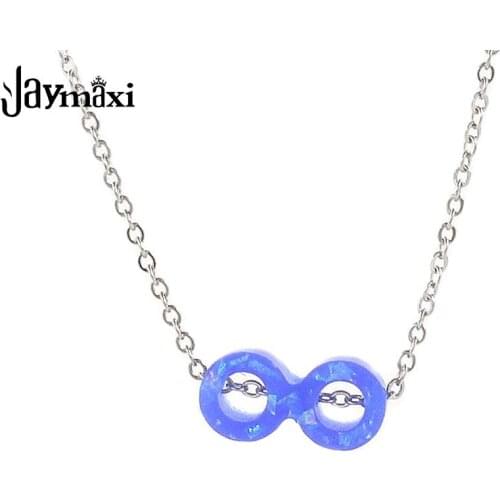 Jaymaxi Infinite Lucky Opal Pendant Necklace Stainless Steel 1mm Thickness Chain Necklace Fashion Jewelry For Girls 2Piece/lot