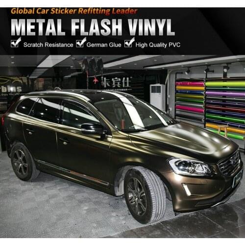 Carbins Bronze Color Wrap Vinyls Metal Flash Metallic Auto Wrap Sticker Air Bubble Free Easy Install