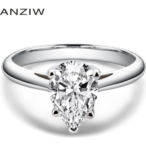 Classic 925 Sterling Silver 2.0ct Pear Moissanite Solitaire Ring Women Wedding Engagement Moissanite Rings Jewelry Lover Gifts