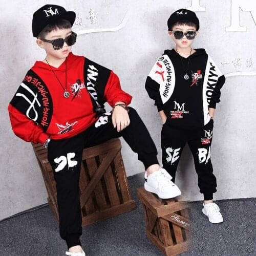 Kids Tracksuit Hip Hop Dance Costumes Casual Letter Print Hooded Sweatshirt Harem Pants Sport Suit For Boys 4 5 6 7 8 9 10 11 Y