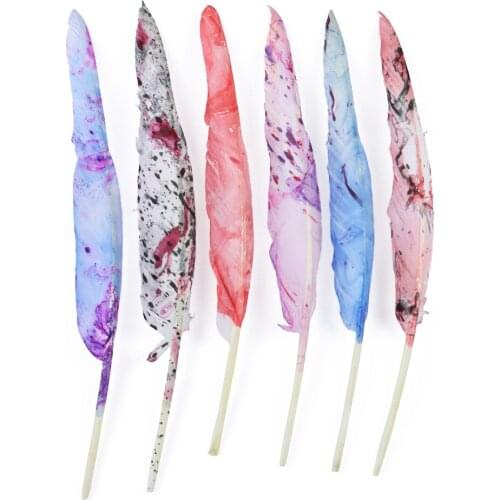 20-25cm beautiful Goose feather Splash ink printing Natural Feathers for Jewelry Making Crafts Decoration Plume 10pcs/lot